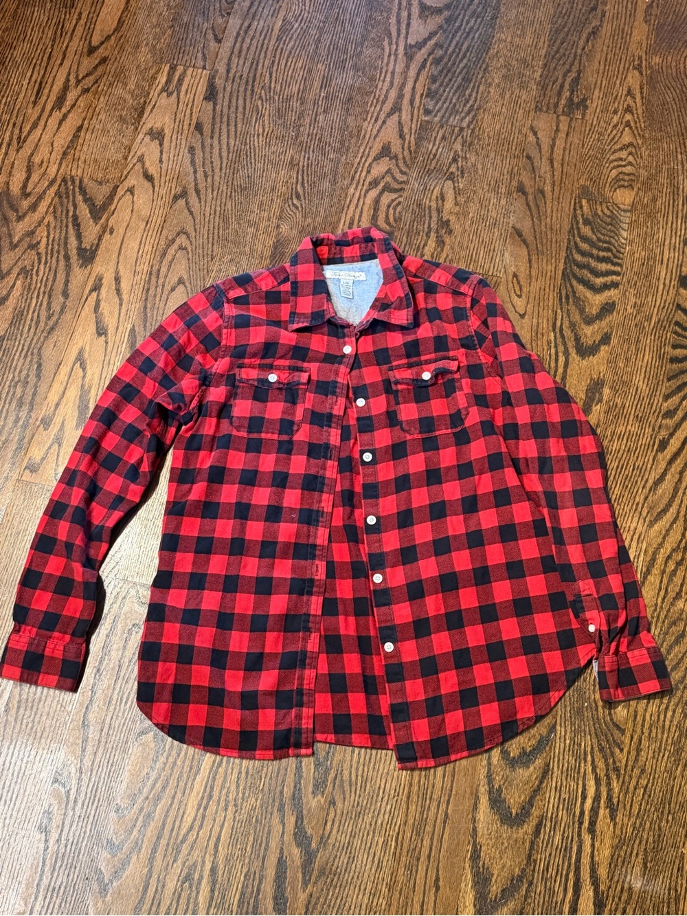 Classic Red and Black Buffalo Check plaid Teen Flannel Shirt